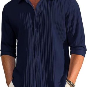 cb colebrook men's casual button down shirts long sleeve linen shirt fashion textured beach summer shirts| men stylish shirt | men fancy (available in plus size)